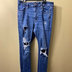 Jeggings - Super Stretch Blue Denim Hi-Rise (American Eagle) - Size 10